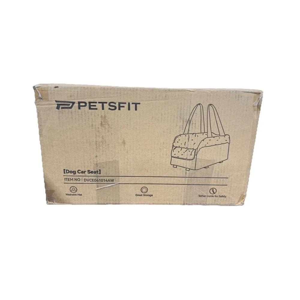 NEW Small Dog Console Car Seat Booster Travel Carrier Grey 17” Pet Seat